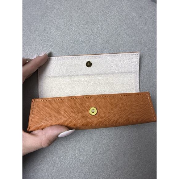 Tory Burch Eyeglasses Case Faux Leather Textured Orange Soft Case Small - Picture 7 of 10